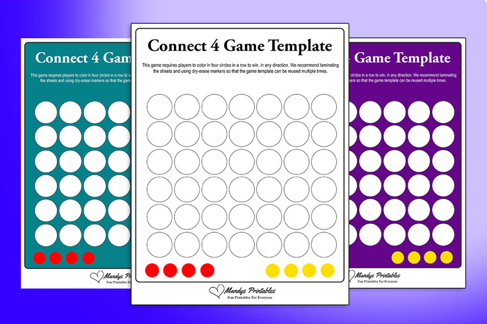 Printable Connect 4 Template Game Boards