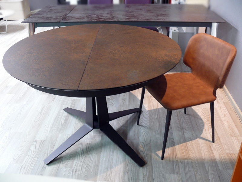 Стол круглый MIDJ модель LINK Ø120(+60) Ceramic CORTEN