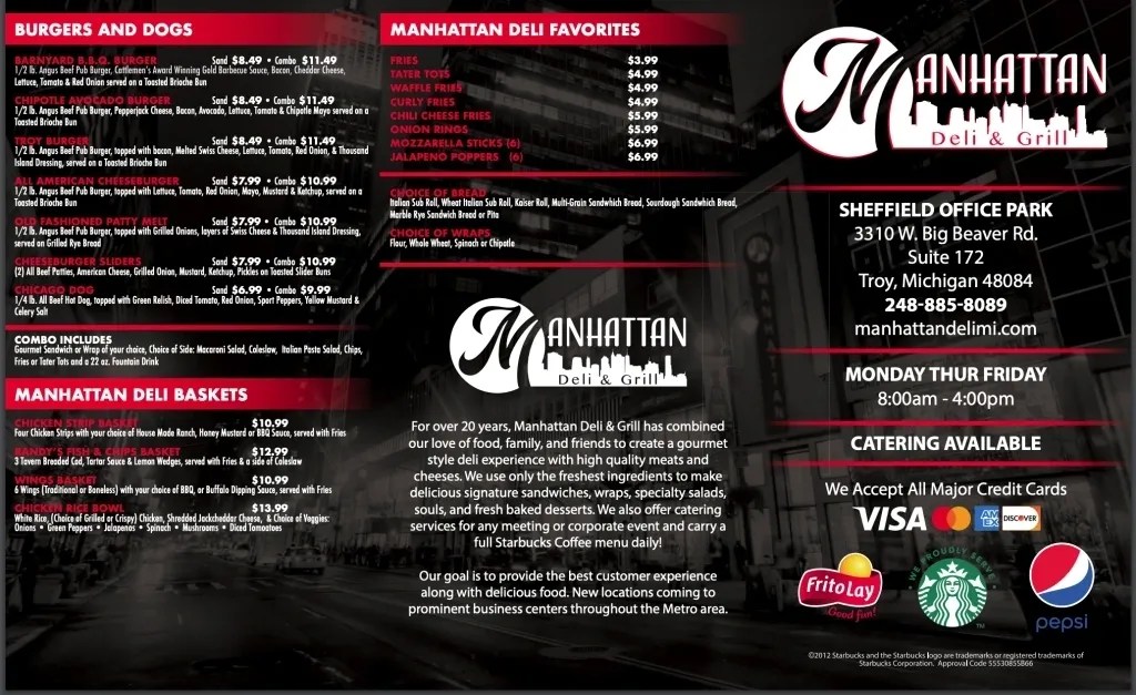 Delicious Menu Manhattan Deli and Grill