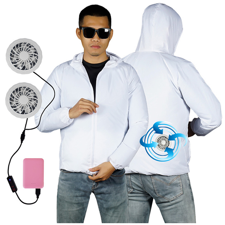 Cooling Jacket Fan for Summer Hooded air conditioning suit Sunscreen