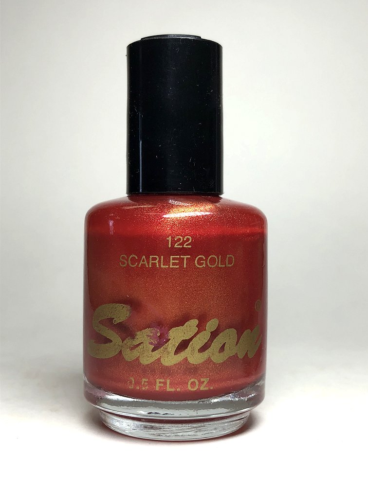 SATION Nail Polish 122 Scarlet Gold Old Style Bottle Manicure