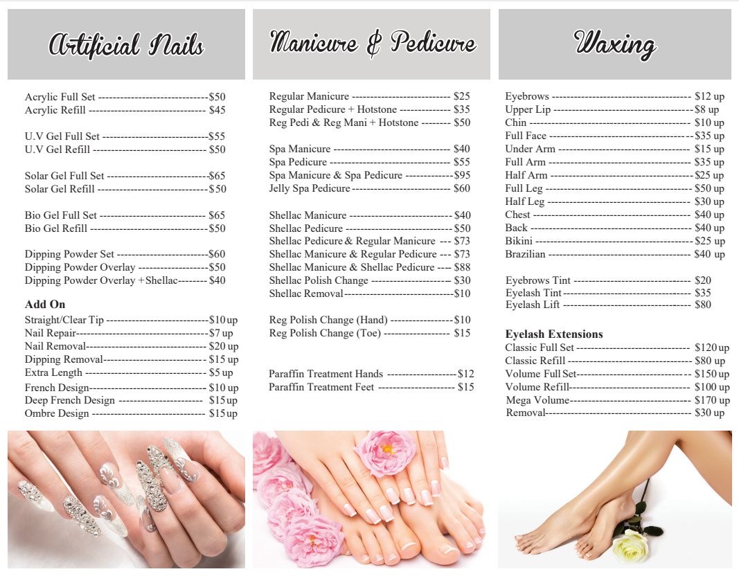 Price List Mani N Nails