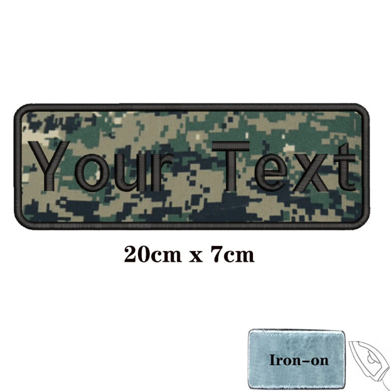 RoundedEdge Custom Ironon Velcro Name Patches Camouflage Background Quality Embroidered