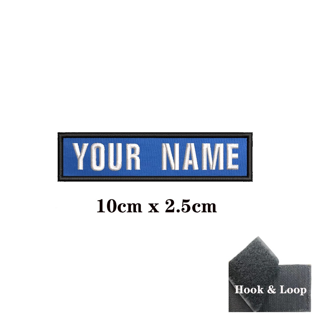 StraightEdged Custom Ironon Velcro Name Patches Blue Background