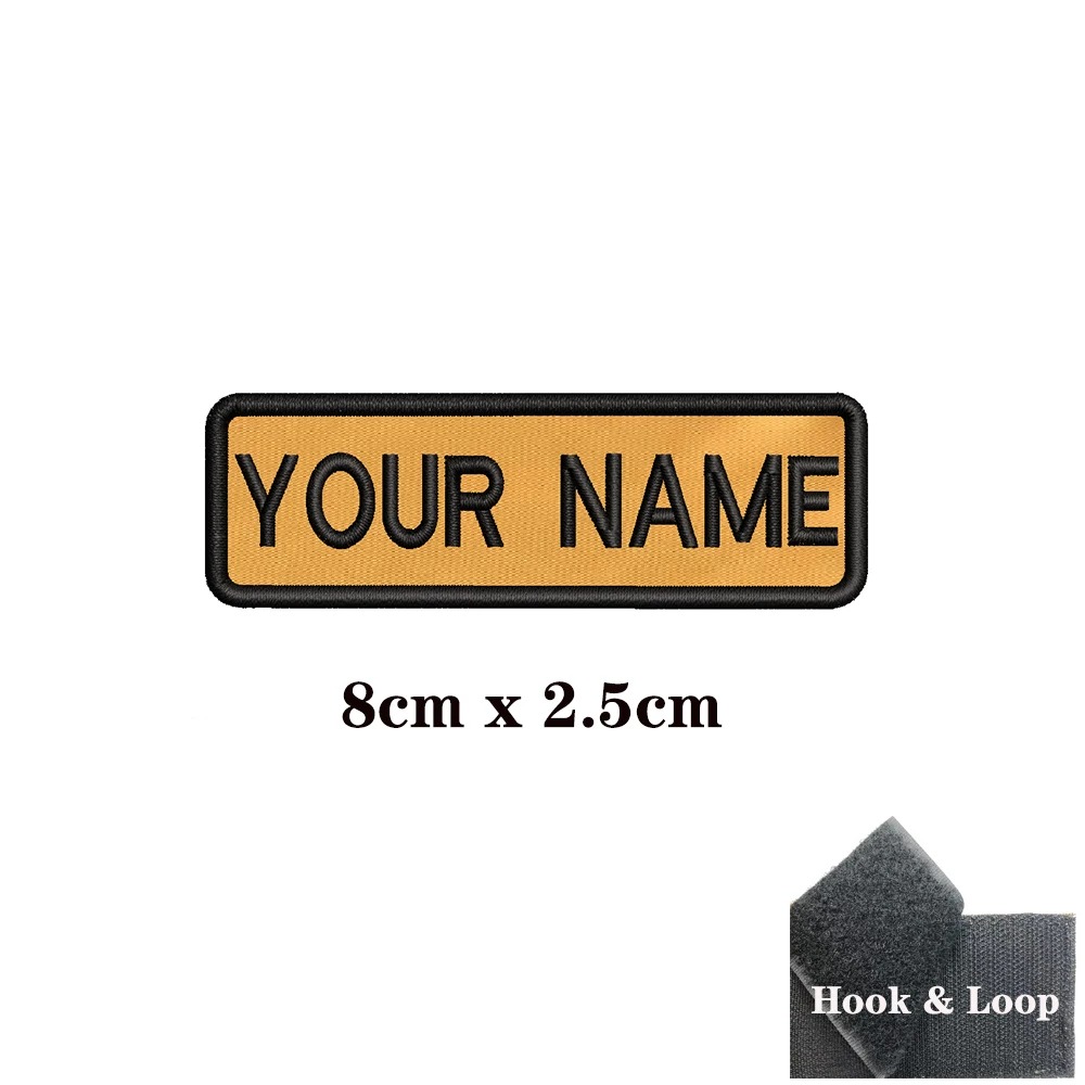 RoundedEdge Custom Ironon Velcro Name Patches Yellow Background