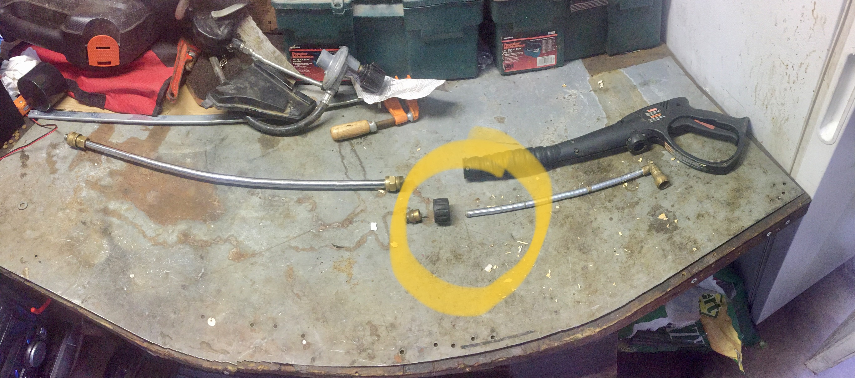 My ut80993f pressure washer has broken at the wand after it enters the