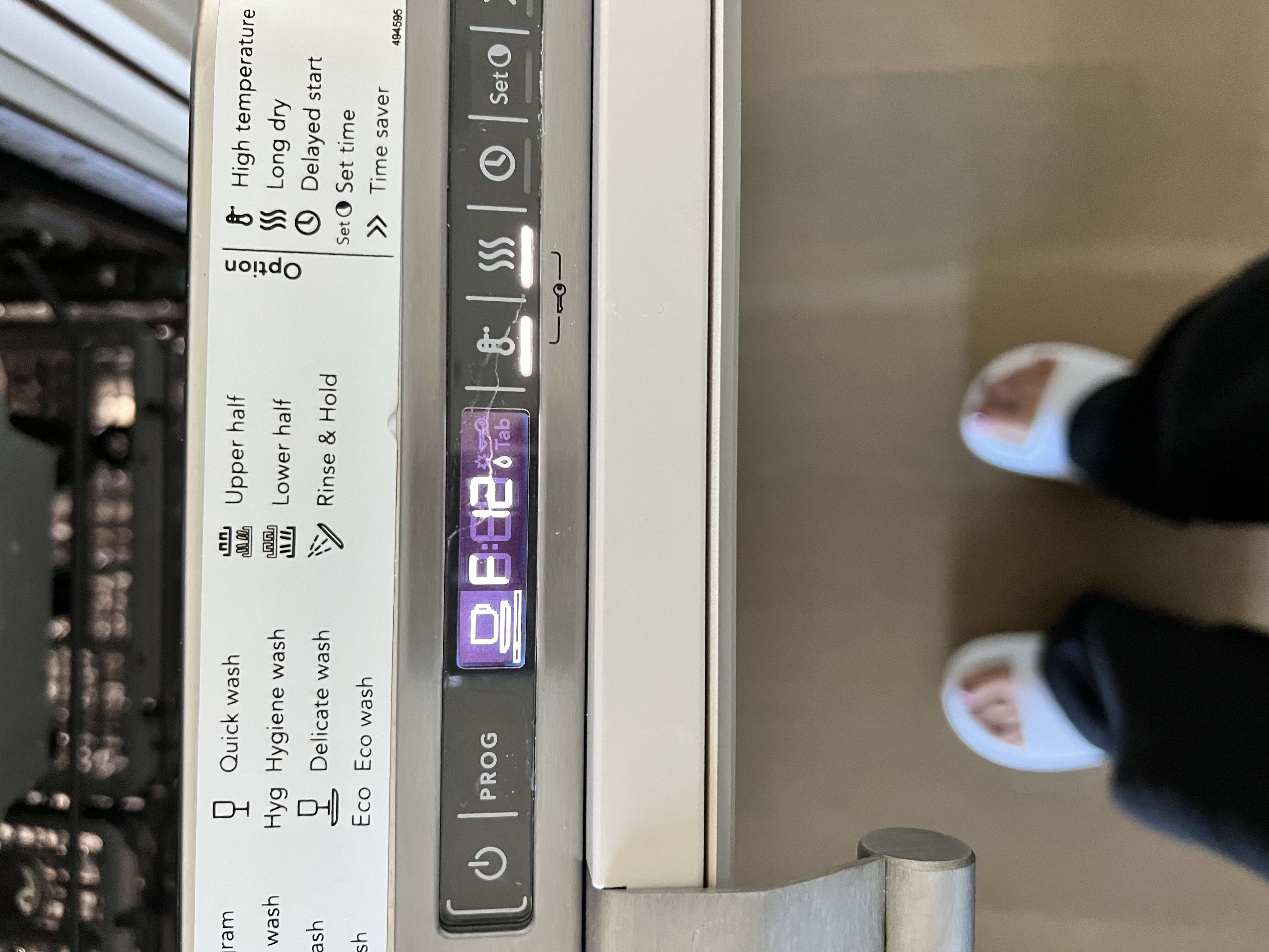 Blue light turns red about a minute later the dishwasher started and it