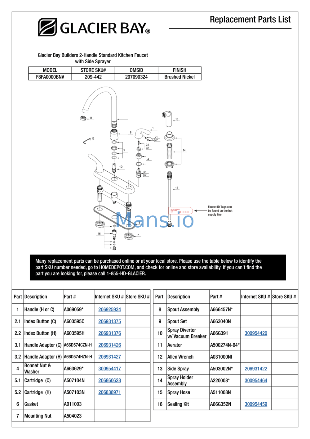 Glacier Bay Pull Out Kitchen Faucet Parts | Wow Blog
