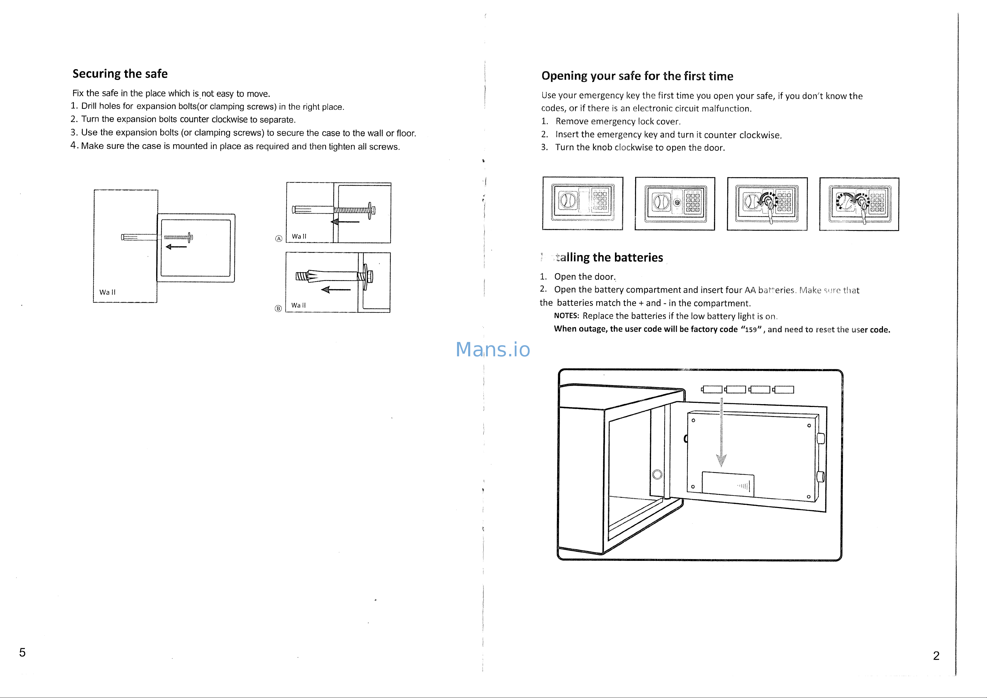 Stalwart 65EN20 [3/4] Opening your safe for the first time