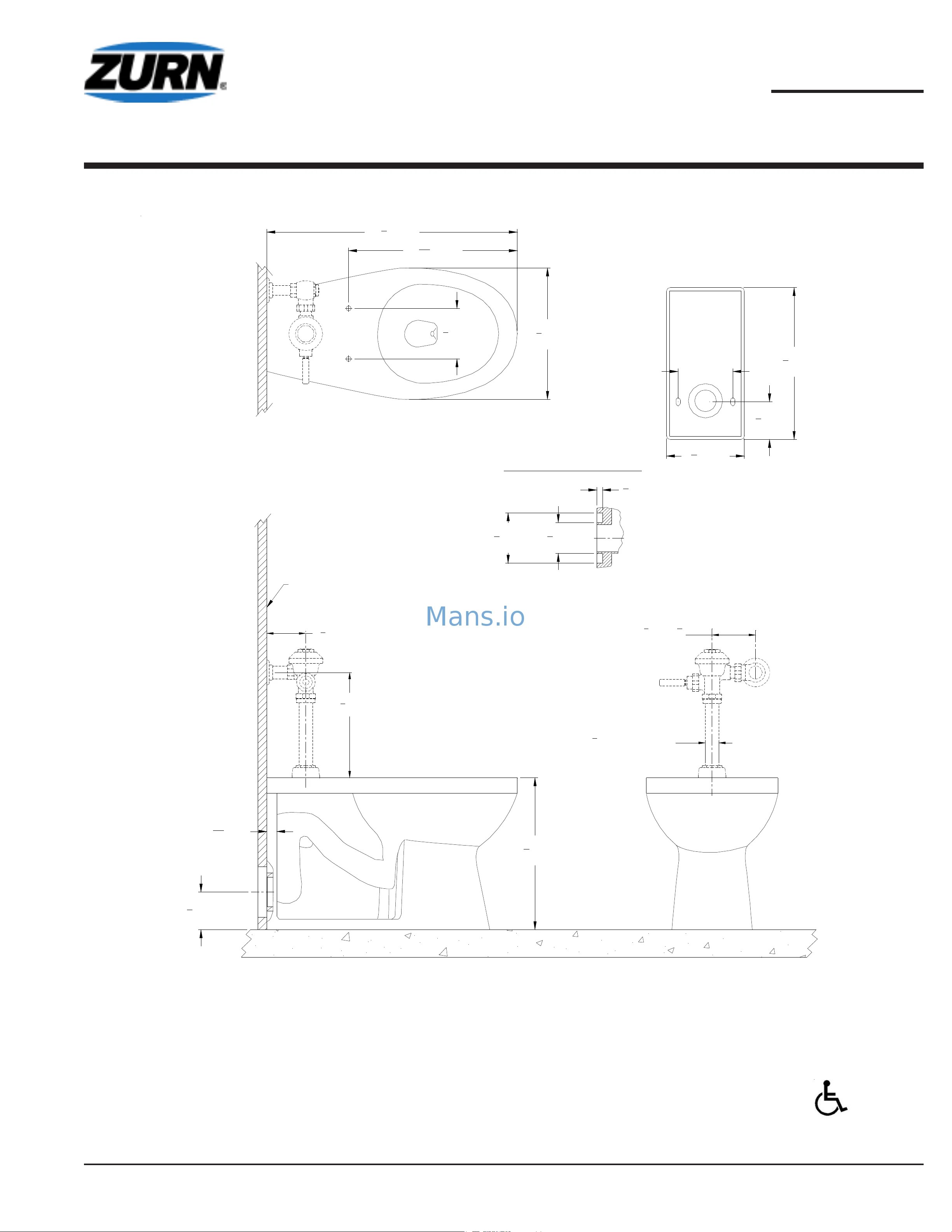 Zurn Z5645BWL [2/2] Het elongated ada height floor mounted back outlet