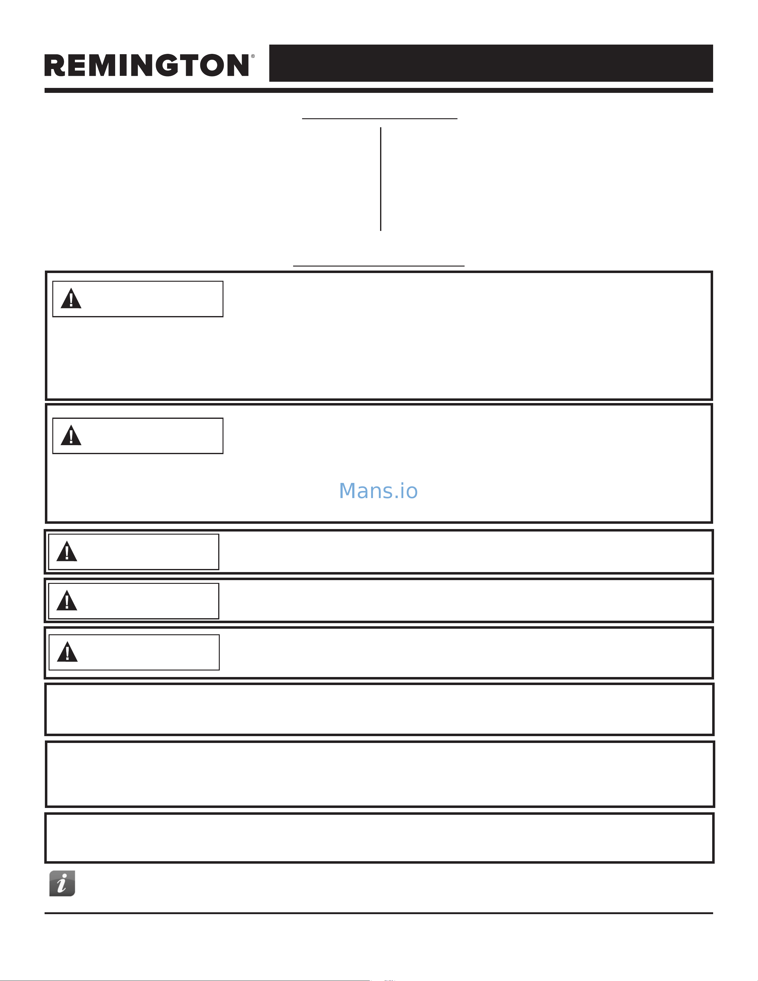 Remington REM80TKFAO [2/28] Safety information