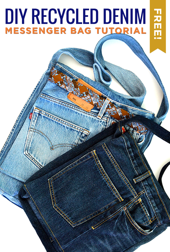 Denim Messenger Bag Man Sewing