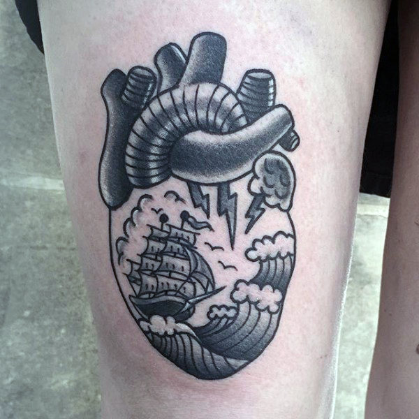 50 traditionelle HerzTattooDesigns für Männer Devotion Ink Ideen