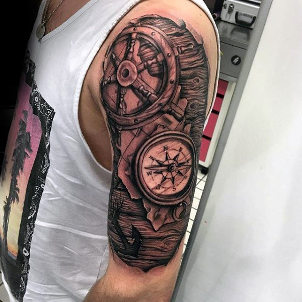 100 nautische Tattoos für Männer Slick Seefahrt DesignIdeen Mann