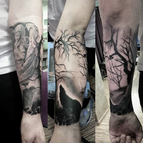 60 Unterarm Baum Tattoo Designs für Männer Forest Ink Ideen Mann