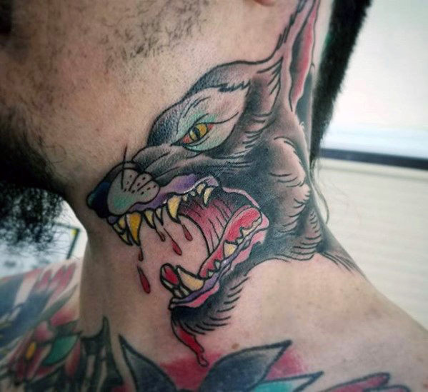 50 Traditionelle Hals Tattoos für Männer Old School Ink Ideen Mann Stil Tattoo
