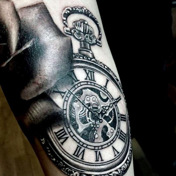 100 Taschenuhr Tattoo Designs für Männer Cool Ink Timepieces Mann