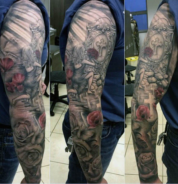 75 Mohn Tattoo Designs für Männer Remembrance Flower Ink Mann Stil