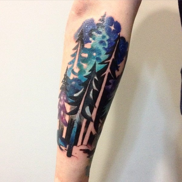 60 Unterarm Baum Tattoo Designs für Männer Forest Ink Ideen Mann