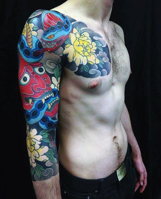 50 japanische Brust Tattoos für Männer maskuline DesignIdeen Mann