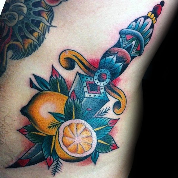 50 Zitrone Tattoo Designs für Männer Citrus Fruit Ink Ideen Mann