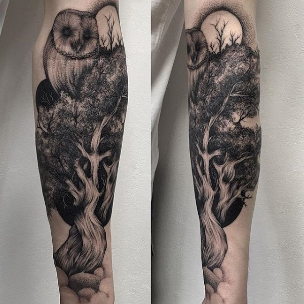 60 Unterarm Baum Tattoo Designs für Männer Forest Ink Ideen Mann