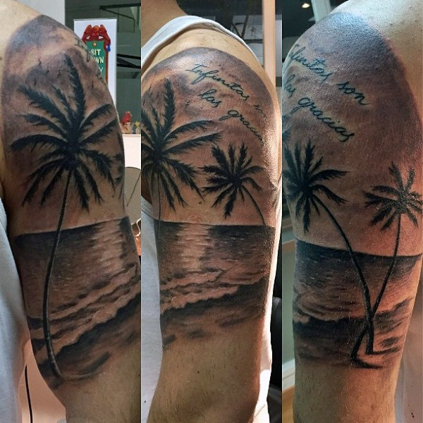 75 Strand Tattoos für Männer Serene Sandy Shore Designs Mann Stil