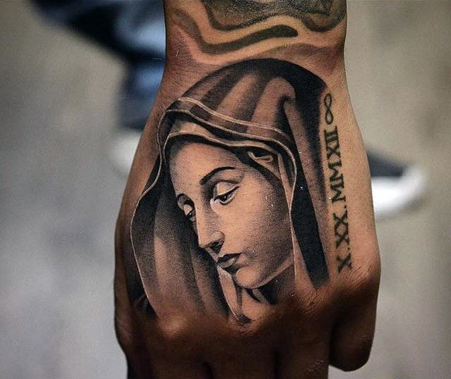 100 Jungfrau Maria Tattoos für Männer religiöse DesignIdeen Mann
