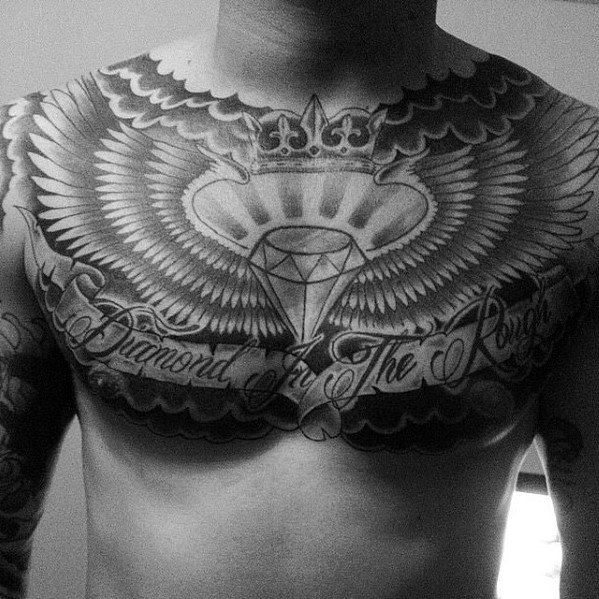 50 Brust Zitat Tattoo Designs für Männer Phrase Ink Ideen Mann Stil