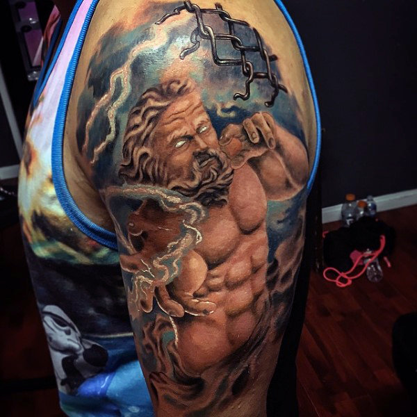80 Zeus Tattoo Designs für Männer Ein Thunderbolt der Ideen Mann