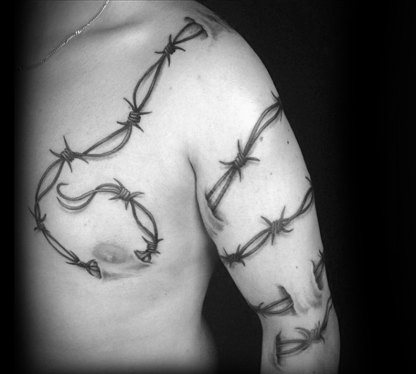 60 Stacheldraht Tattoo Designs für Männer In Ideen geschnitten Mann