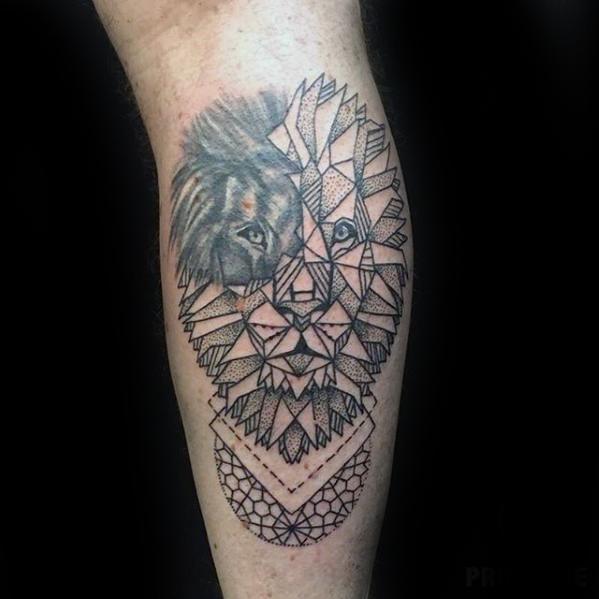 50 geometrische Bein Tattoos für Männer Maskuline DesignIdeen Mann