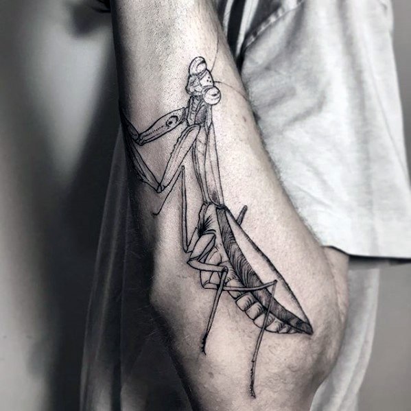 50 GottesanbeterinTätowierungsEntwürfe für Männer InsektentintenIdeen Mann Stil Tattoo