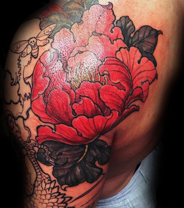 100 Pfingstrose Tattoo Designs für Männer BlumenTinteIdeen Mann