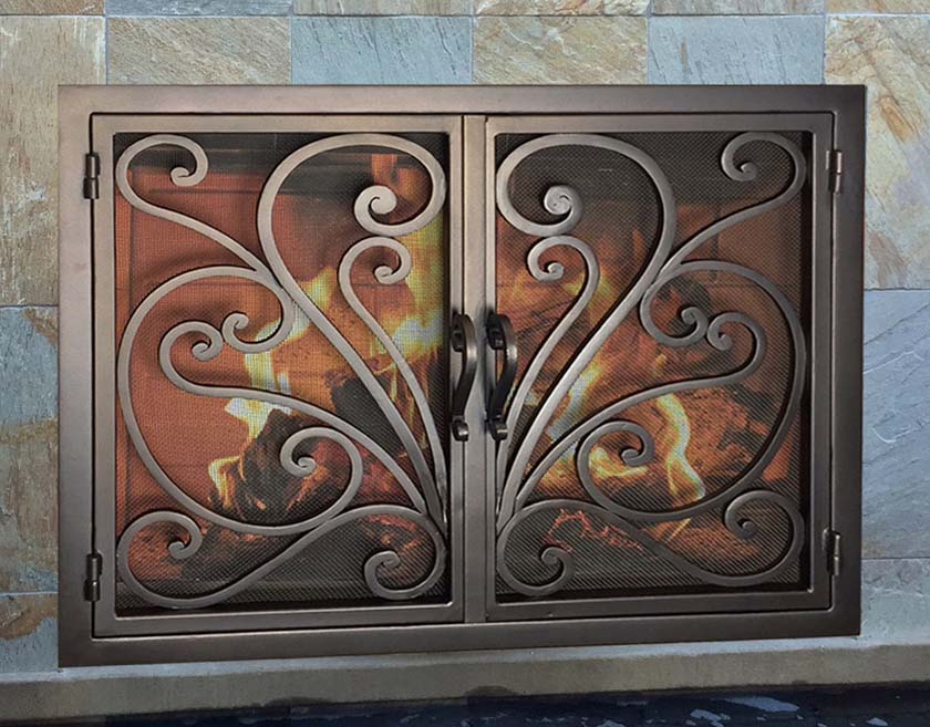 Hand Iron Fireplace Doors FD003 from Mantel Depot in San Diego