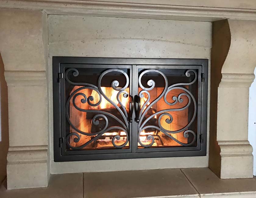 Hand Iron Fireplace Doors FD003 from Mantel Depot in San Diego