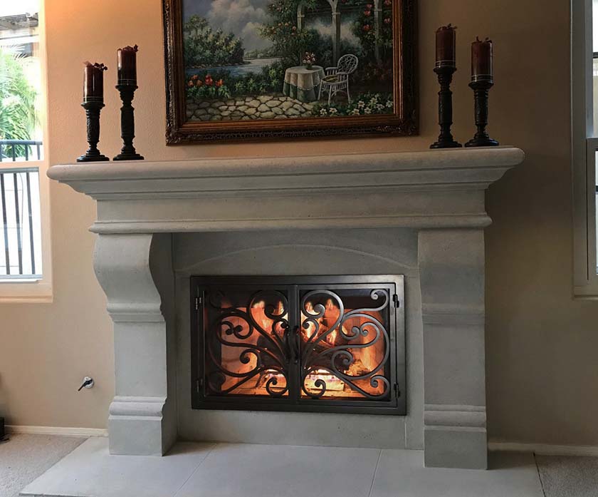 Fireplace Mantels, Fireplace surrounds, Iron Fireplace Doors and