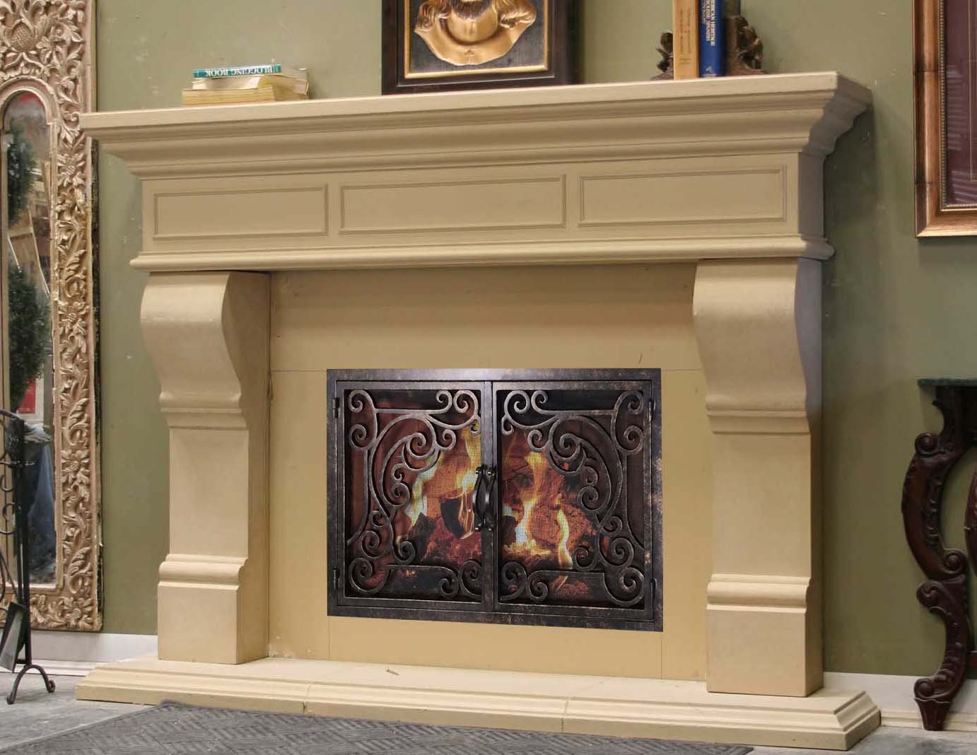 FM073 Fireplace Mantels, Fireplace surrounds, Iron Fireplace Doors and Screens in San Diego