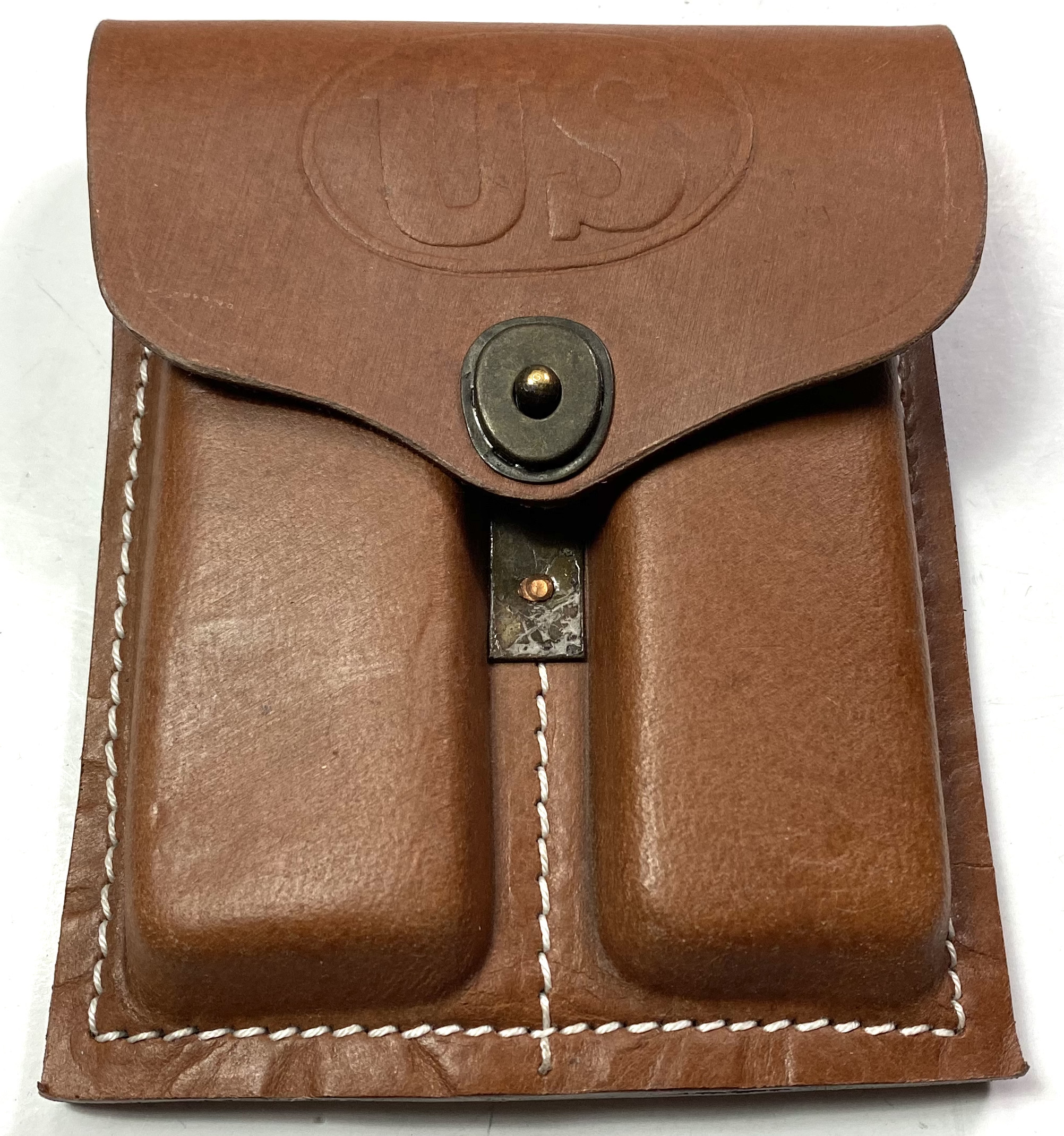 M1911 .45 PISTOL MAGAZINE POUCHLEATHER, “US” MARKED Man The Line
