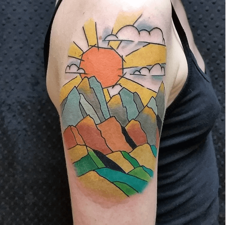 Colorado Color Mountain Abstract Tattoo | Best Tattoo & Piercing Shop & Tattoo Artists In Denver 749_x_750_png