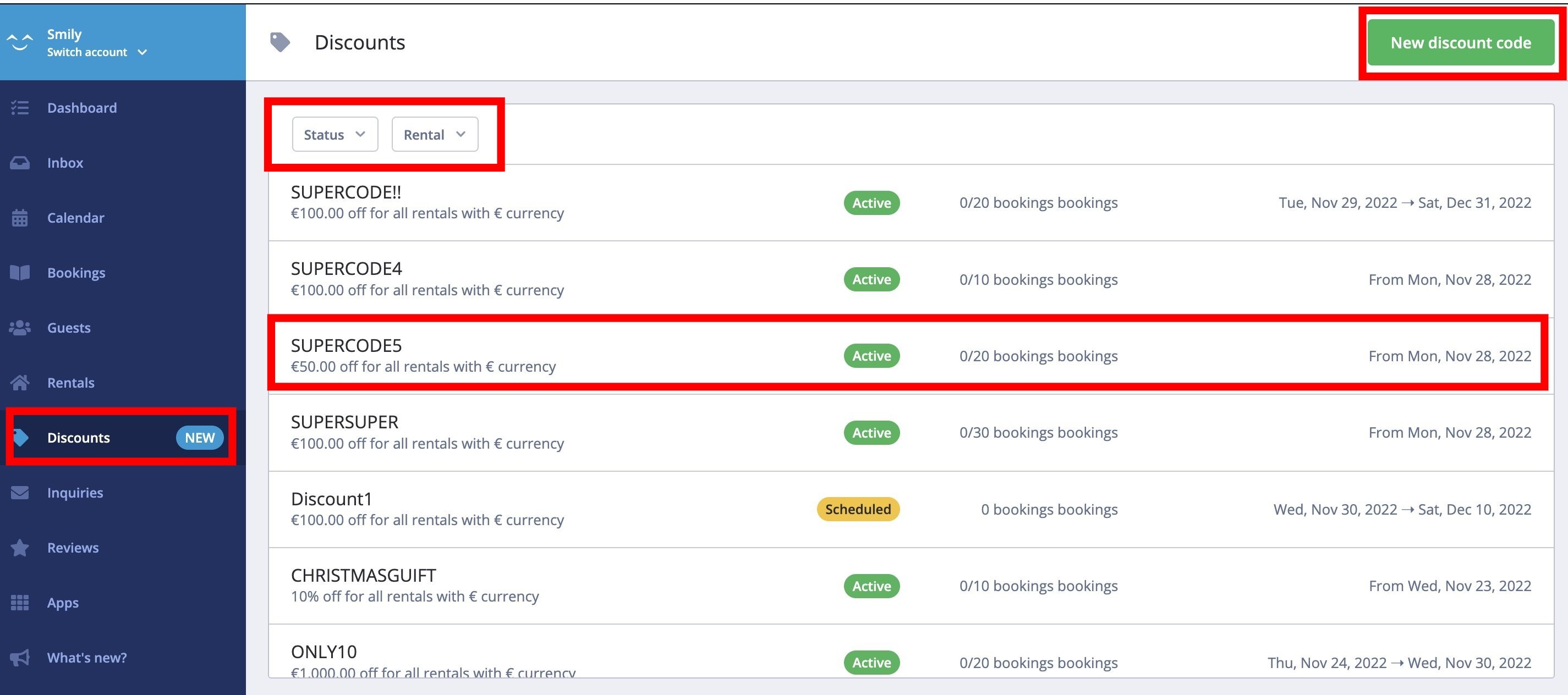 Discount codes Smily