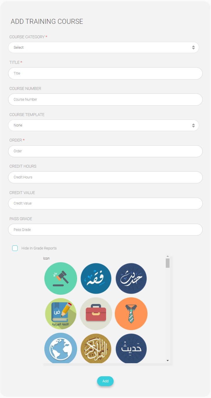 Training courses definition User Manuals