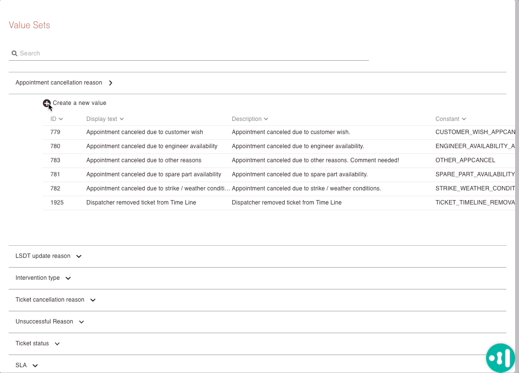 Value Sets Configuration Fieldcode Manual