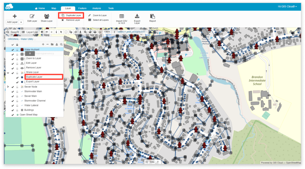 Duplicate Layer GIS Cloud Learning Center