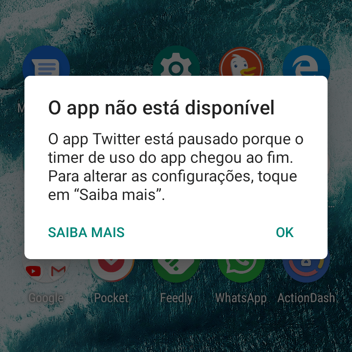 App Bemestar digital para celulares que não são Pixel ou Android One
