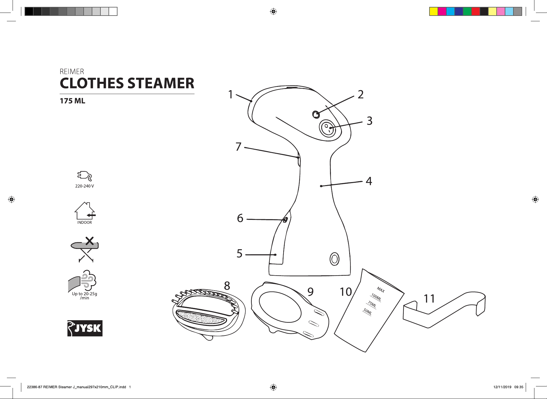 Bruksanvisning JYSK Reimer Handhållen steamer