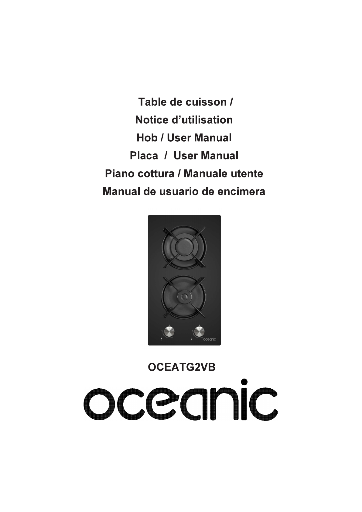Mode d’emploi Oceanic OCEATG2VB Table de cuisson