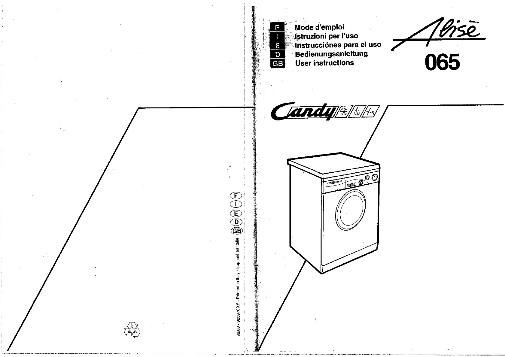 Manual Candy Alise 065 Washing Machine