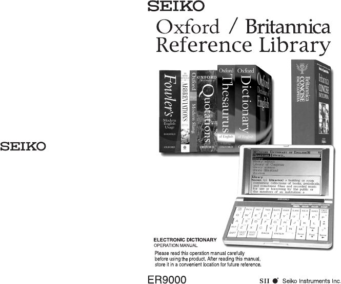 Manual Seiko ER9000 Electronic Dictionary