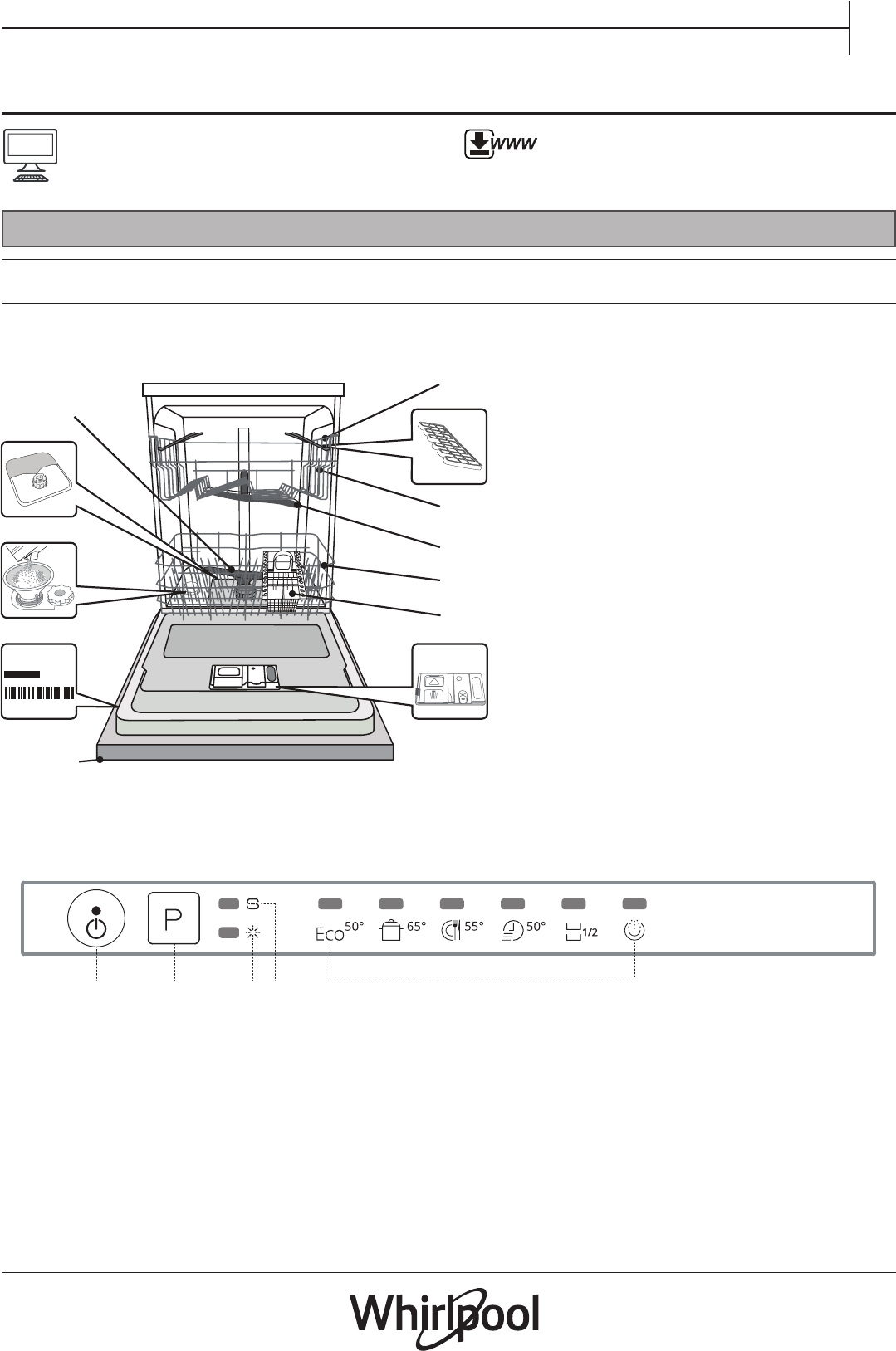 Manual Whirlpool WIE 2B19 UK Dishwasher